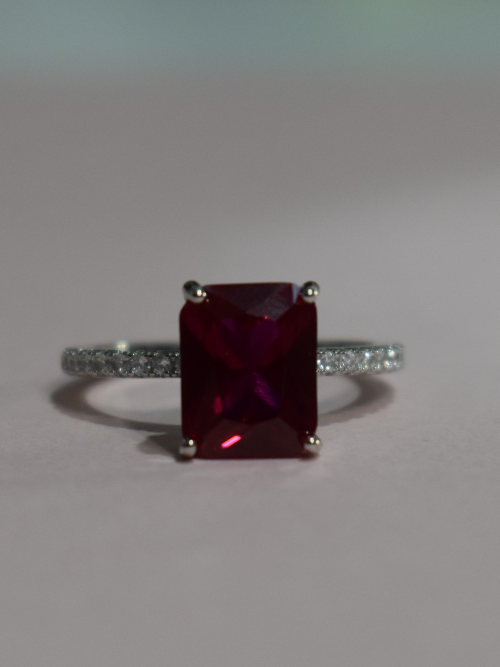 Moissanite 4ct Ruby Ring - Picture 9 of 10